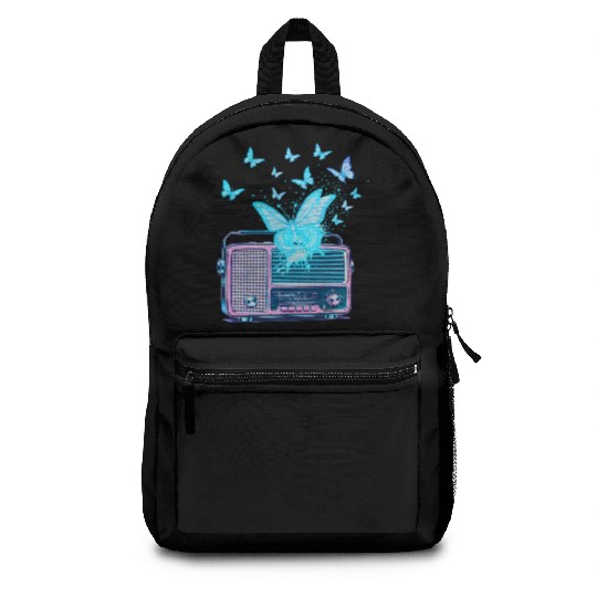 Radio Silence – Vintage Risograph Butterfly Waves Backpacks