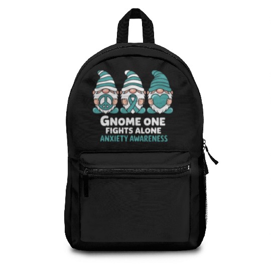 Anxiety Awareness Gnome One Fights Alone Wear Backpacks