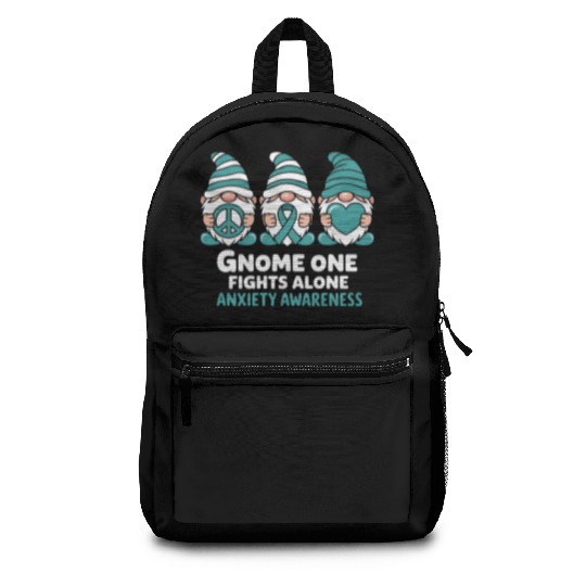 Anxiety Awareness Gnome One Fights Alone Wear Backpacks