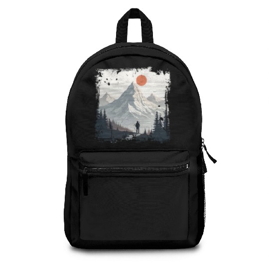 Serene Mountain Wilderness Scene Backpacks