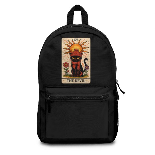 Devil Cat Tarot Card, Grumpy Cat Art, Mystical Backpacks