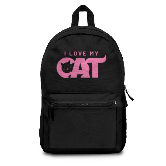I Love My Cat – Cute Pink Cat Face Graphic Backpacks