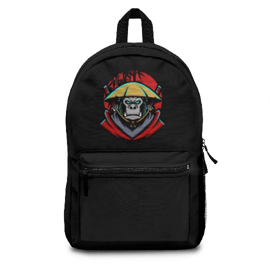 monkey samurai and bamboo sticks Backpacks