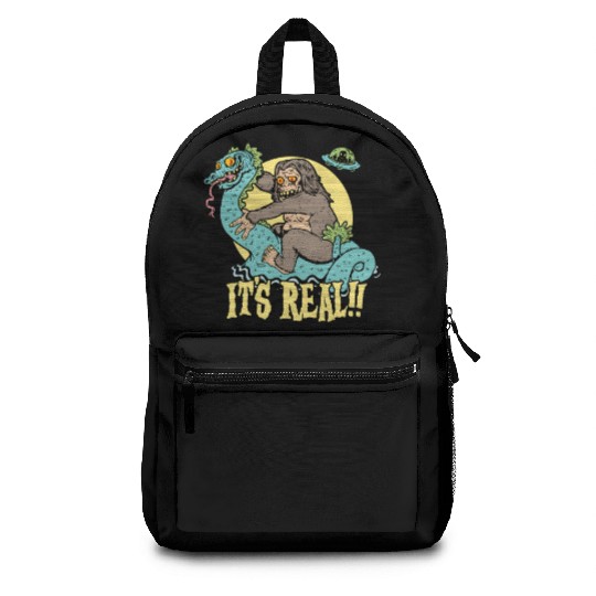 Bigfoot Rides Nessie UFO Cryptid Monster Mayhem Backpacks