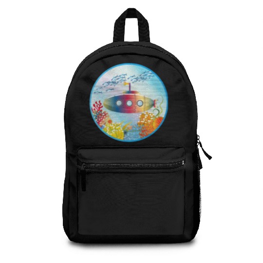 Colorful Submarine in a Tropical Coral Reef Backpacks