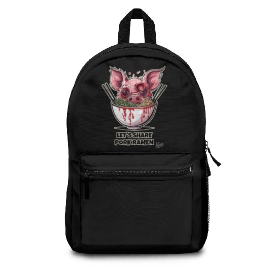 Zombie Pig in Ramen Bowl Horror Food Art Backpacks