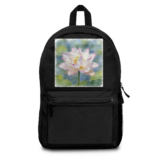 Serene Water Lily Floral Print Backpacks