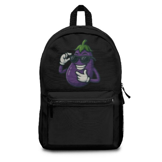 Cool eggplant vegetable design with sunglasses car Backpacks