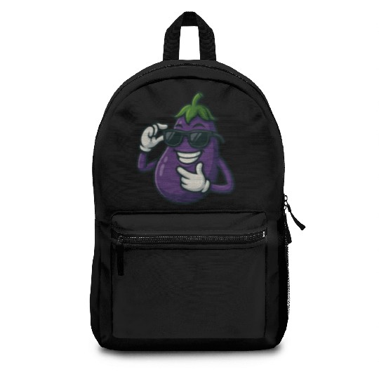 Cool eggplant vegetable design with sunglasses car Backpacks