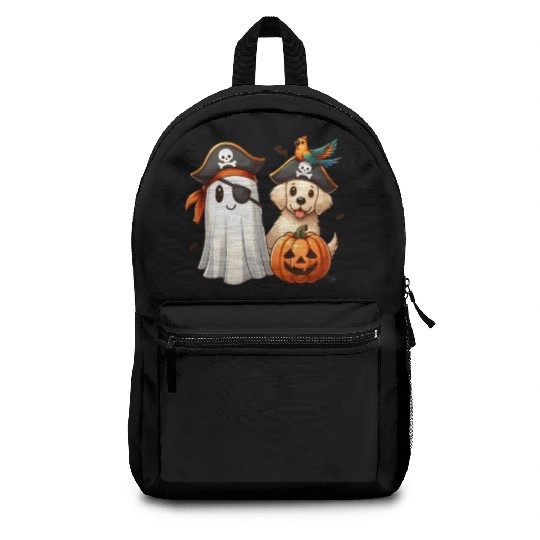 Pirate Pup and Ghostly Pumpkin Halloween Design Backpacks