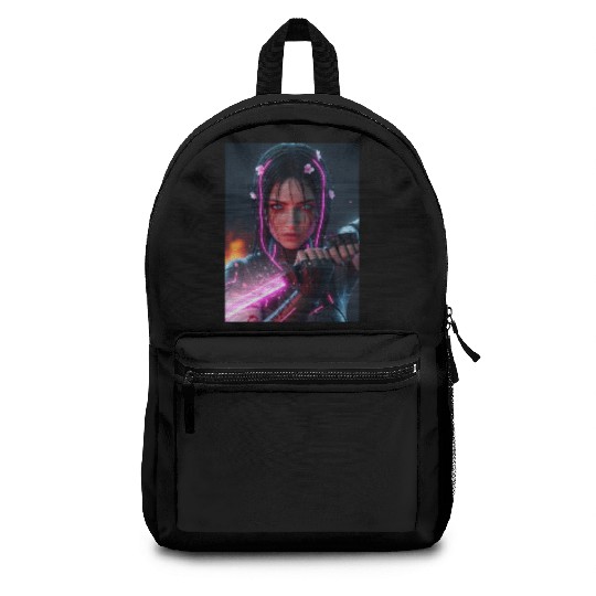 Cyberpunk Samurai Girl Backpacks