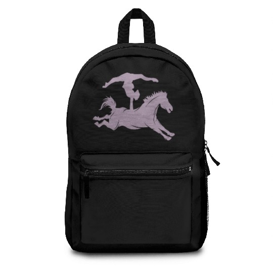 Minimalist horse riding silhouette vaulting equest Backpacks