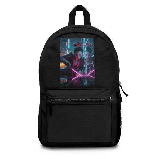 Cyberpunk Samurai Girl Backpacks