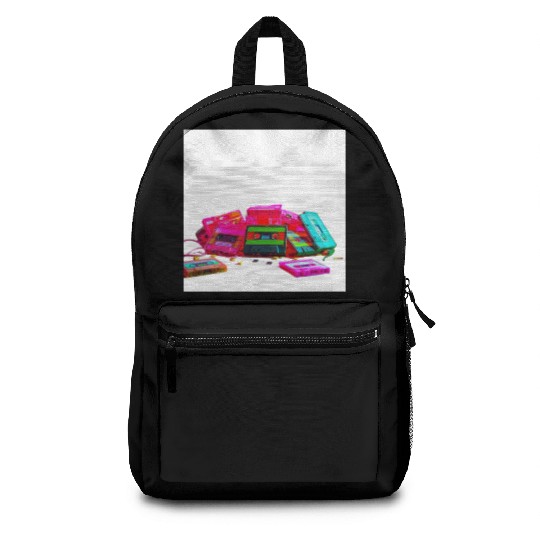 Vibrant Retro Cassette Tape Pattern Backpacks