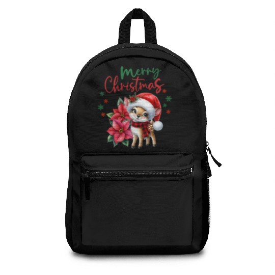 Festive Christmas Puppy with Poinsettia Backpacks