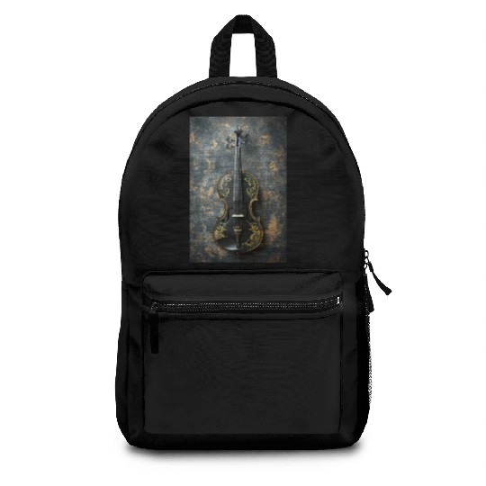 Elegant Black and Gold Violin Backpacks
