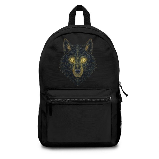 Geometric Neon Wolf Illustration Backpacks