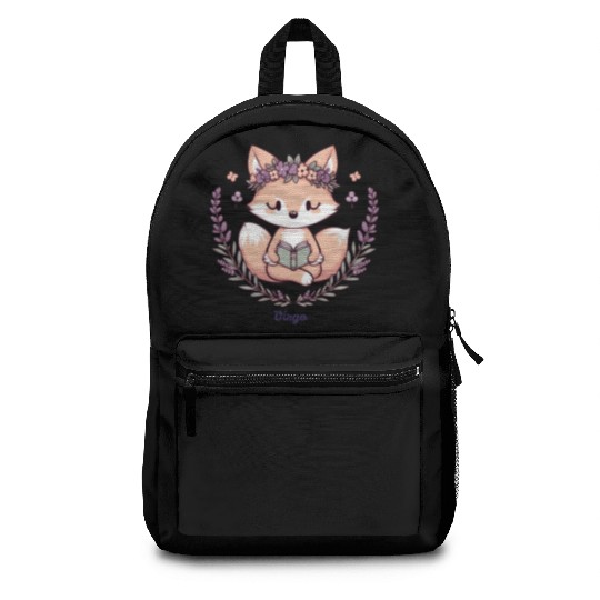 Cute Fox Virgo Reading with Floral Crown Backpacks