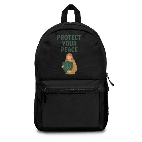 Peaceful Defender Shield Illustration Backpacks