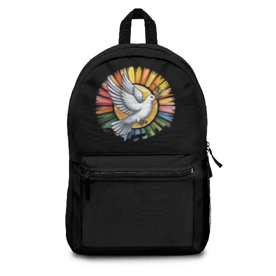 Peaceful Dove with Olive Branch Design Backpacks