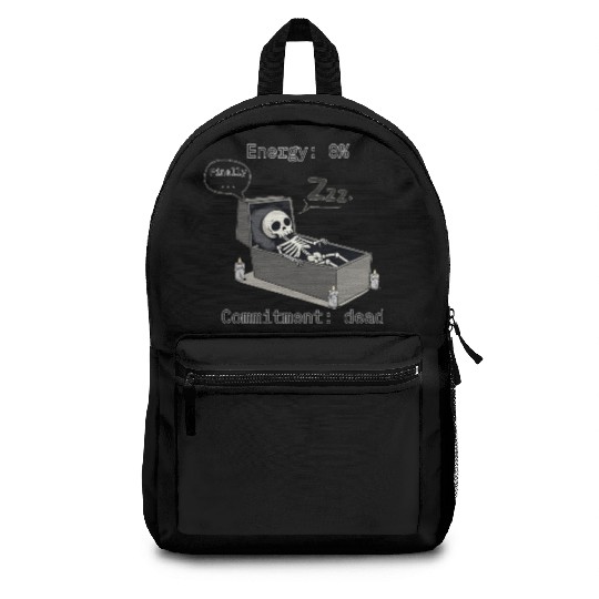 Sleepy Energy 0% – Funny Skeleton Coffin Meme Backpacks