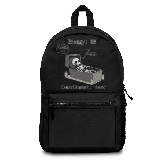 Sleepy Energy 0% – Funny Skeleton Coffin Meme Backpacks