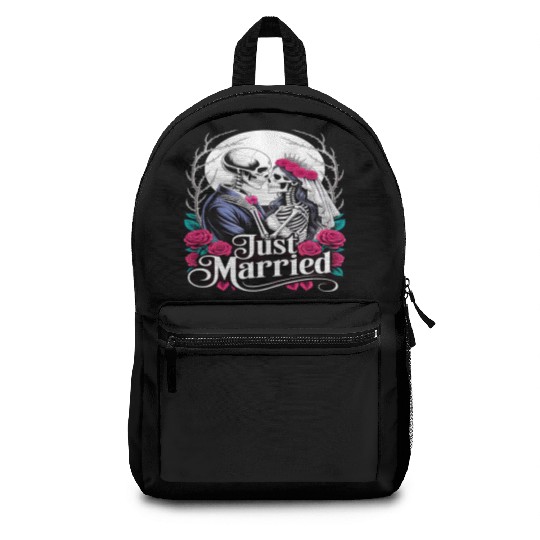 Gothic Just Married Skeletons Bride and Groom Backpacks
