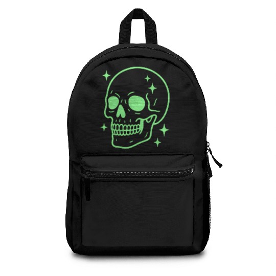 Glowing Neon Skull Design for Edgy Fashion Backpacks