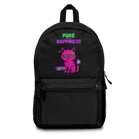 Neon Grumpy Cat – Pure Happiness Graphic Backpacks