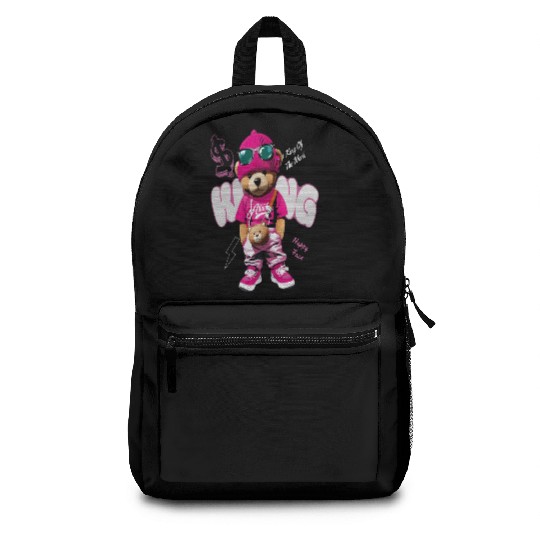 Trendy Teddy Bear Streetwear Design Backpacks