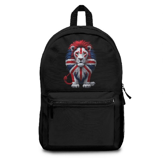 British Lion with Union Jack Flag Graphic Design Backpacks