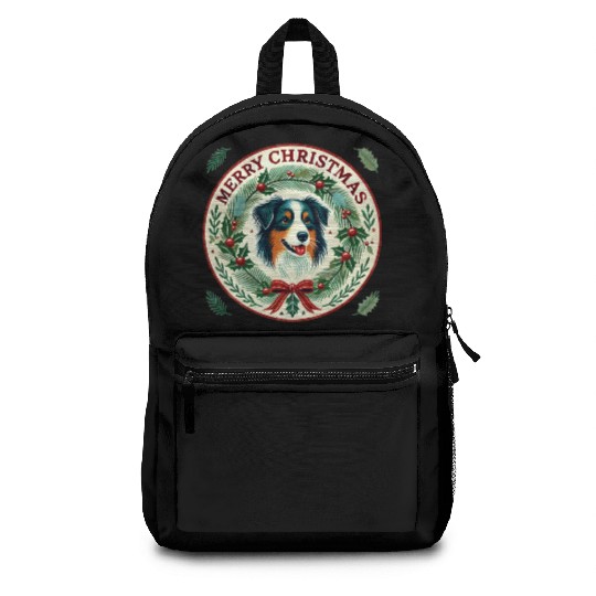 Merry Christmas Australian Shepherd Backpacks