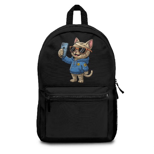 Cool Cartoon Cat Mummy Taking a Selfie Backpacks