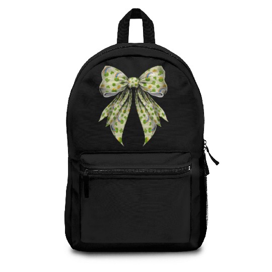 Coquette Bow St Patricks Day Shamrock Pattern Backpacks