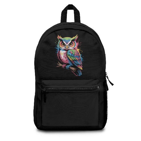 Colorful Owl With Colorful Details Backpacks