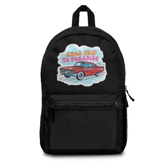 Vintage Classic Car Road Trip Design Backpacks