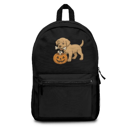 Cute Halloween Puppy with Pumpkin Bowl Backpacks
