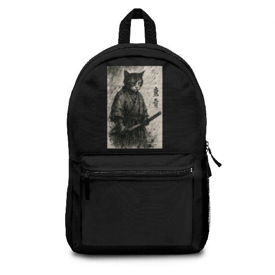 Samurai Cat Warrior Vintage Japanese Art Design Backpacks