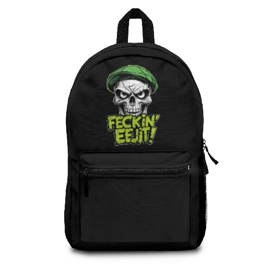 Angry Skull Feckin Eejit Irish Slang Funny Joke Backpacks