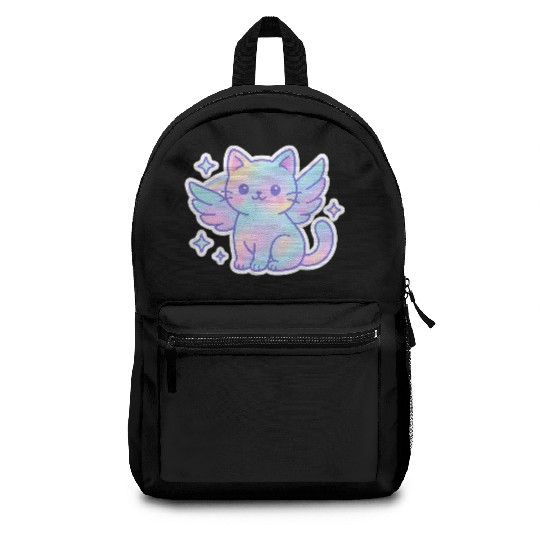 Celestial Winged Cat Illustration Backpacks