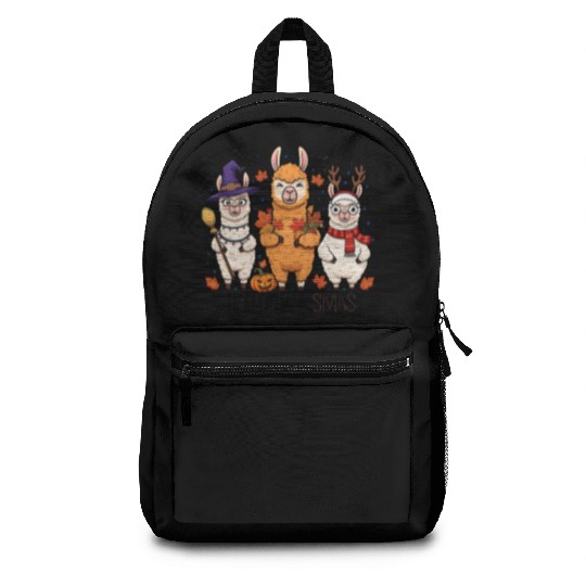 Hallothanksmas Llama Trio Halloween Xmas Backpacks Gift