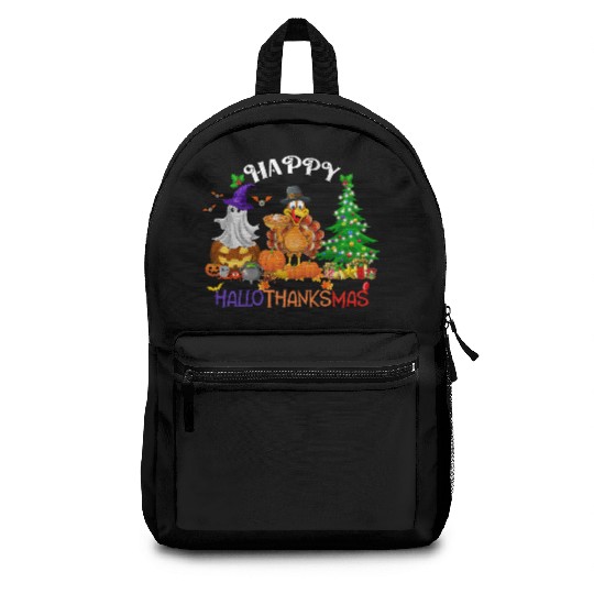Retro Happy HalloThanksMas  Backpacks