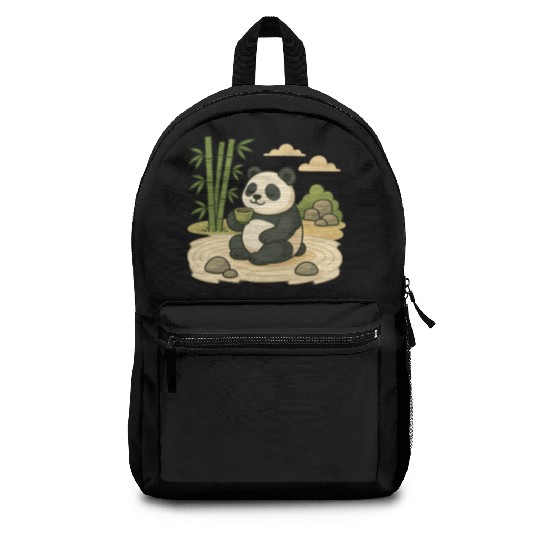 Serene Panda in Bamboo Garden Backpacks