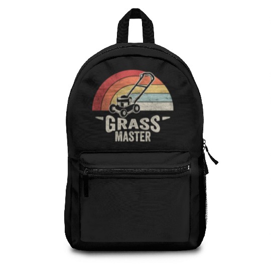 Grass Master Lawn Mowing Lawn Mower  Funny Retro Backpacks