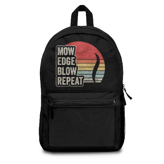 Mow Edge Blown Repeat Lawn Mowing Lawn Mower Retro Backpacks