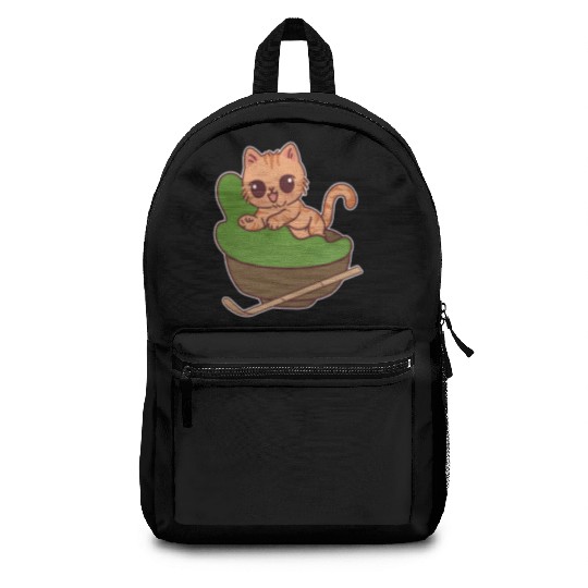 Kawaii Cat in Matcha Tea Bowl Backpacks