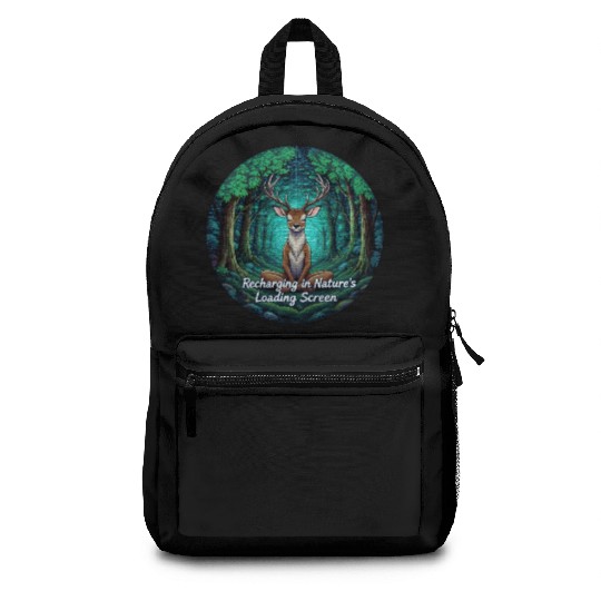 Enchanted Forest Deer Meditation Design Backpacks