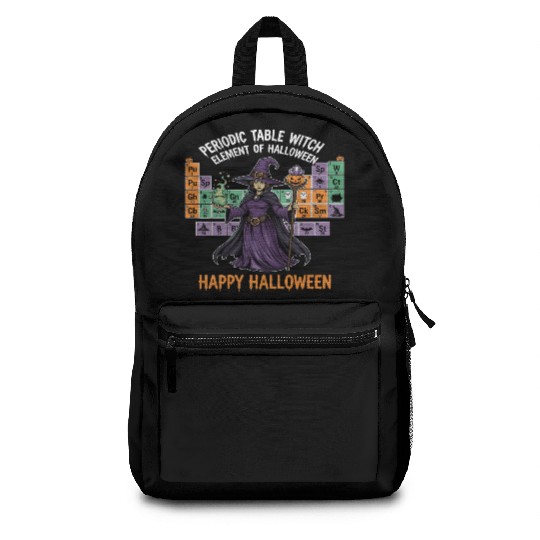 Witch and Periodic Table Halloween Design Backpacks