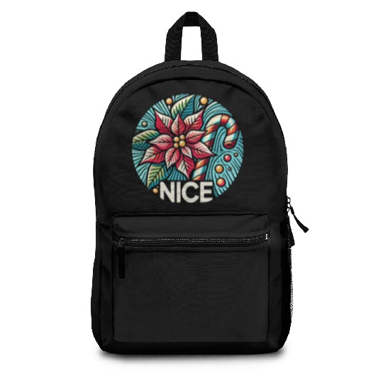 Festive Poinsettia Holiday Patch Backpacks