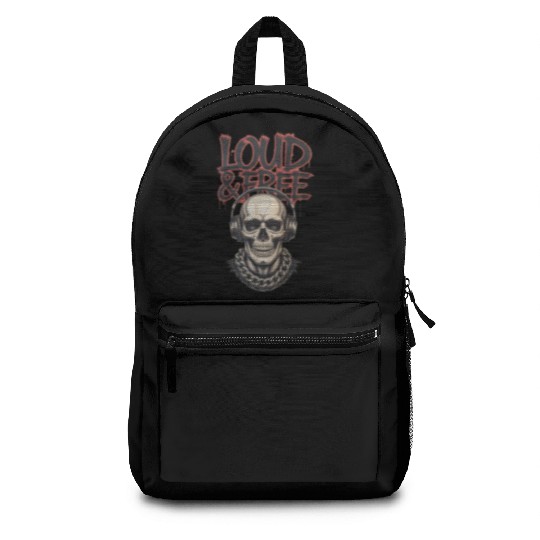 Urban Skull with Headphones and Graffiti Backpacks